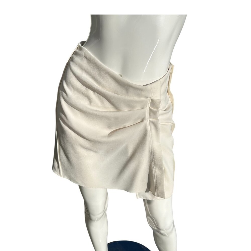 IRO Paris Nouri mini skirt Cream Crepe Pleated 34 XS Office Siren Sexy Euro